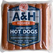 A&H Kosher Beef Hot Dogs No Nitrites Uncured 12 oz