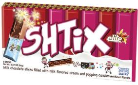 Elite SHTIX Milk Chocolate Sticks with Milk Flavored Cream & Popping Candies 3.39 oz