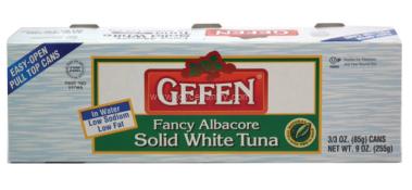 Gefen Fancy Albacore Solid White Tuna in Water Low Sodium, Low Fat 3 - 3 oz Pack