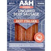 A & H Uncured Beef Sausage Hot Italian 12 oz