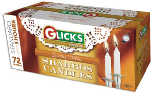 Glick's Standard Shabbos Candles (burns 3 hours) 72 ct