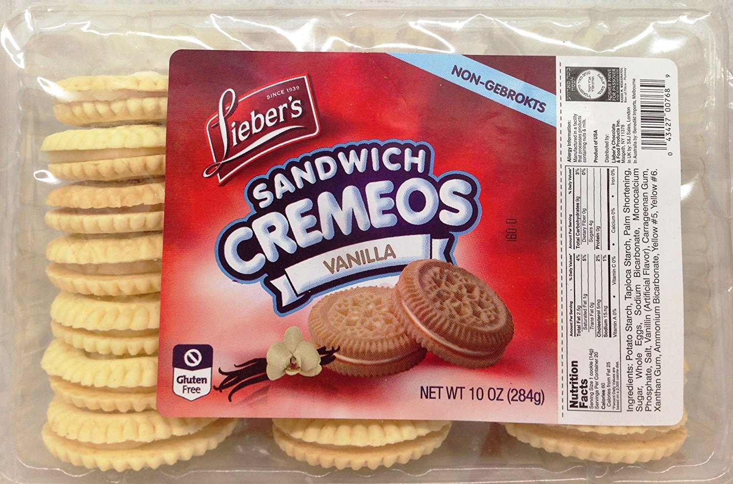 Lieber';s Sandwich Cremeos Vanilla 10 oz