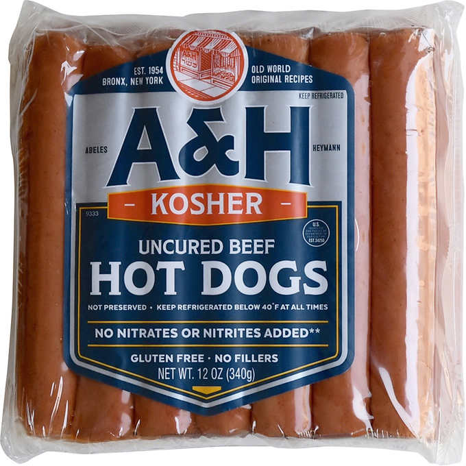 Kosher Franks, NO NITRITES, MealMart One pack of 6 hot dogs. Detail Page