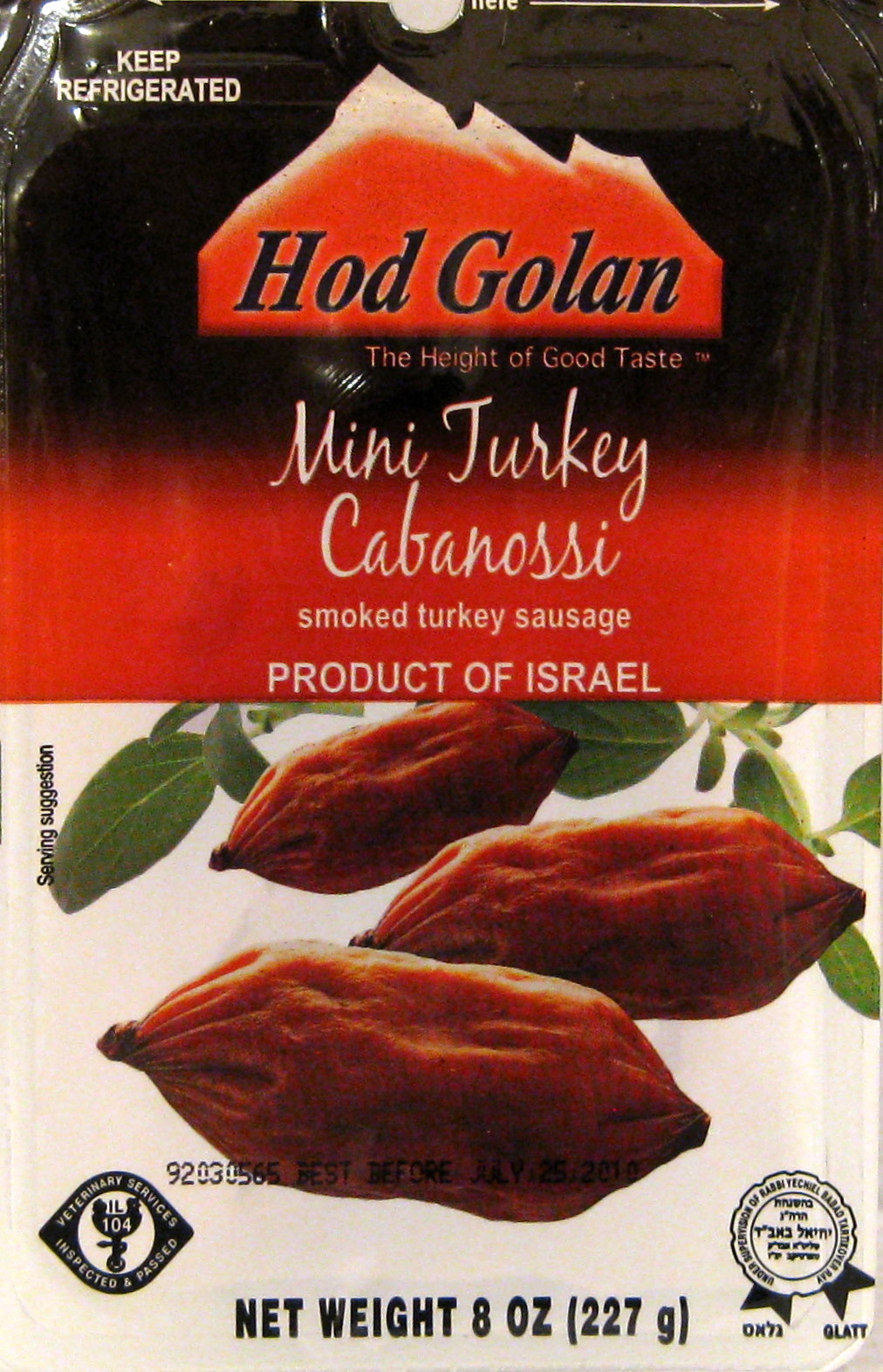 Hod Golan Mini Turkey Cabanossi 8 oz