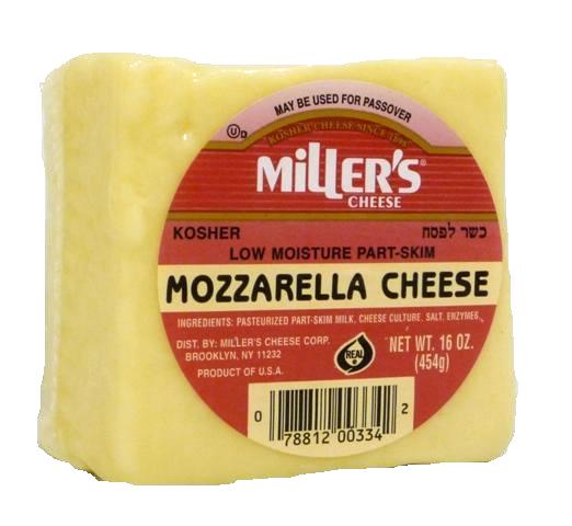 Miller's Low Moisture Part Skim Mozzarella Cheese 16 oz