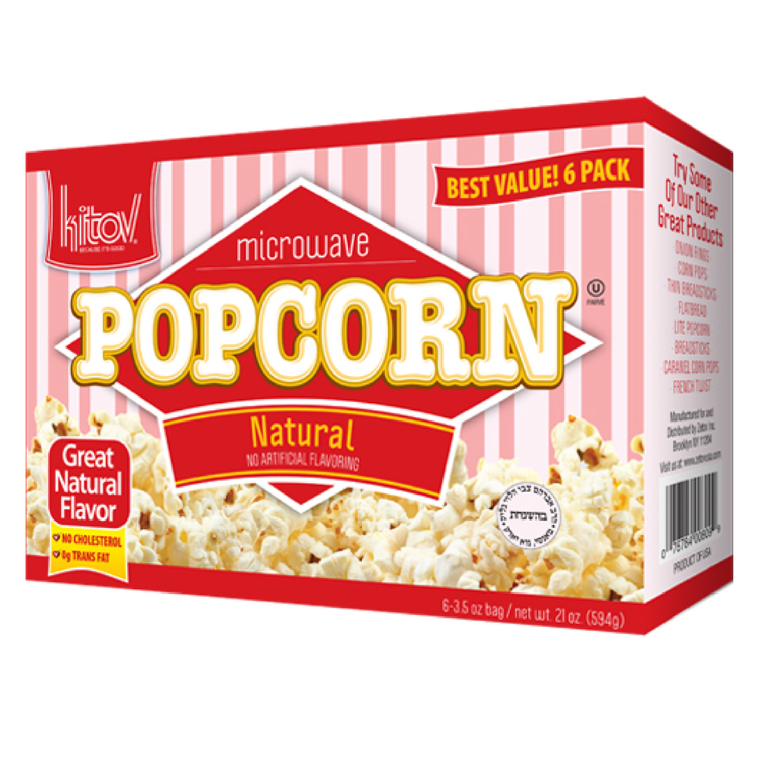 Kitov Natural Microwave Popcorn Pack of 6