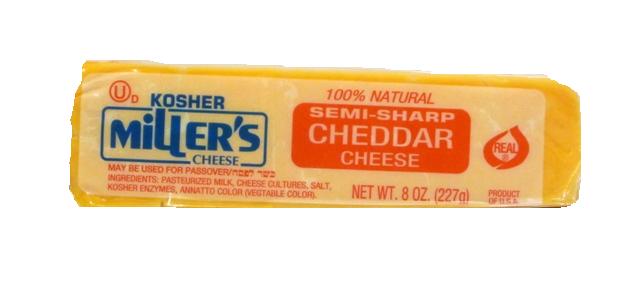 Miller's Semi-Sharp Cheddar Cheese 8 oz