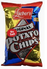 Lieber's No Salt Original Potato Chips 5 oz