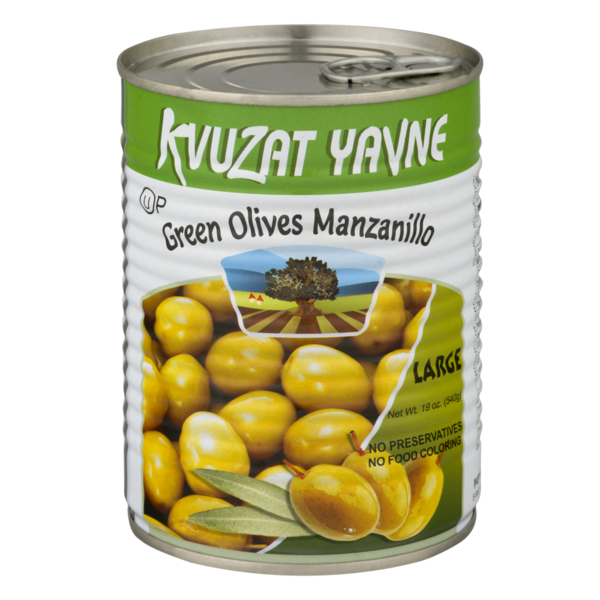 Kvuzat Yavne Green Olives Manzanillo 19 oz (Large)