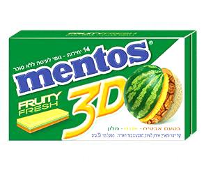 Mentos Fruity Fresh 3D Watermelon - Pineapple Gum 14 Pieces