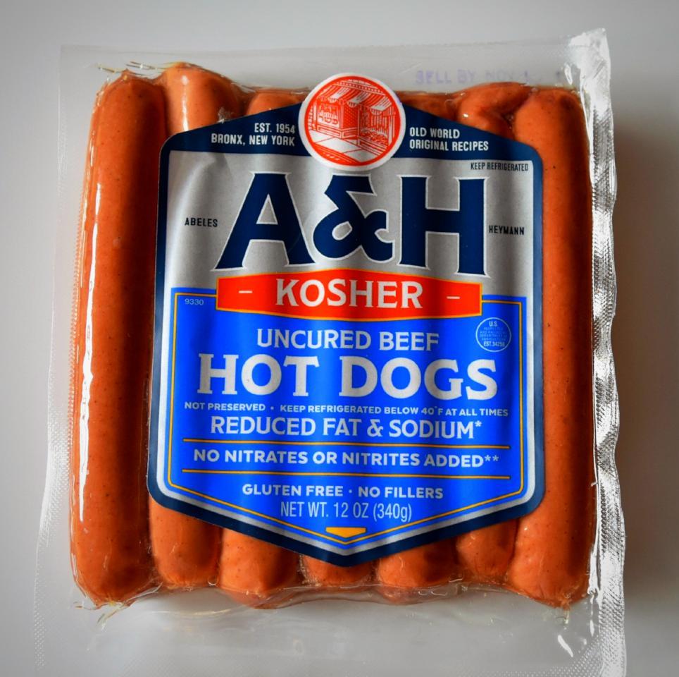 Abeles and Heymann (A&H) All Beef Kosher Hot Dogs Reduced Fat & Sodium